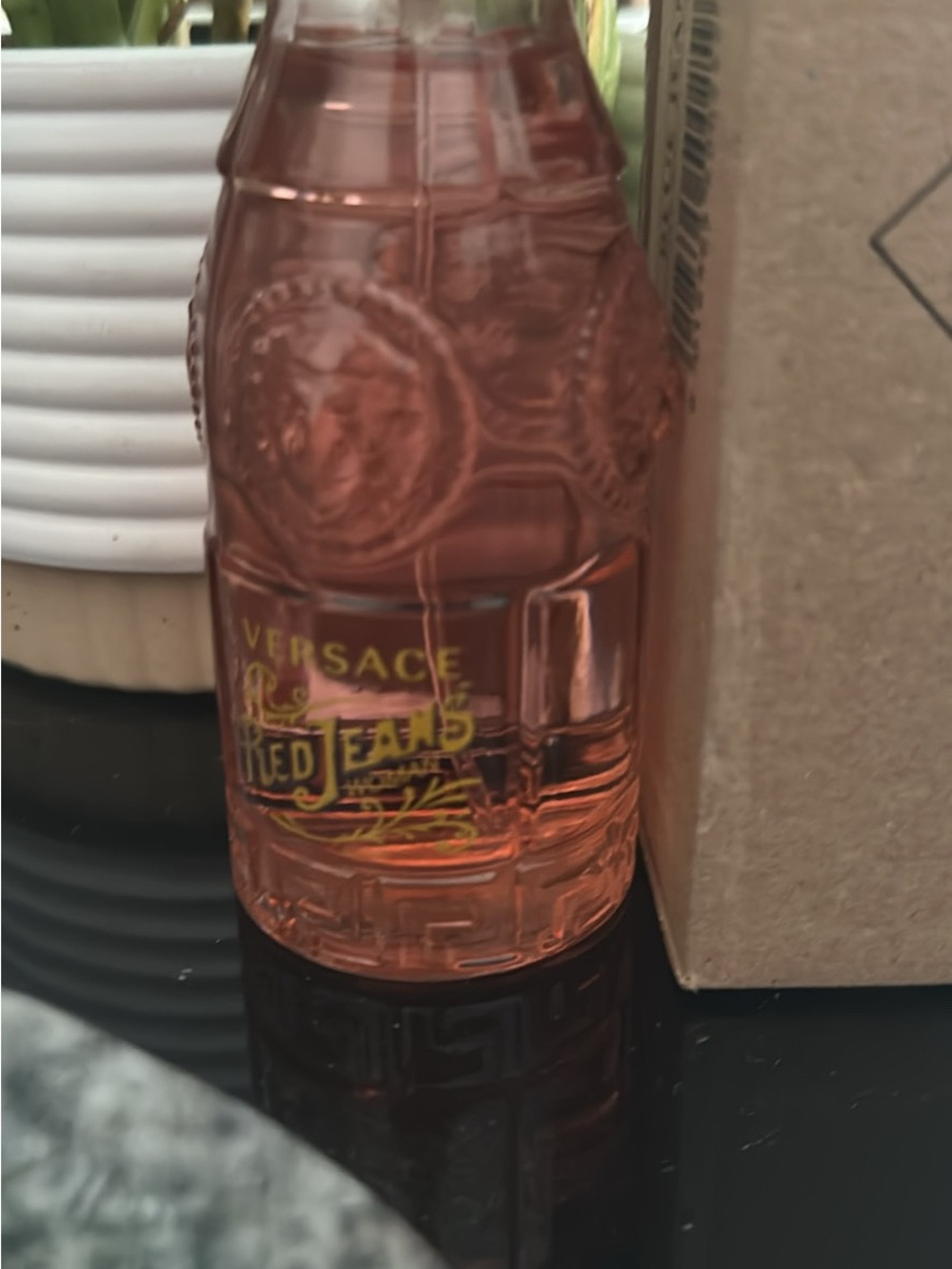 Versace Pink Embossed Glass Fragrance Bottle